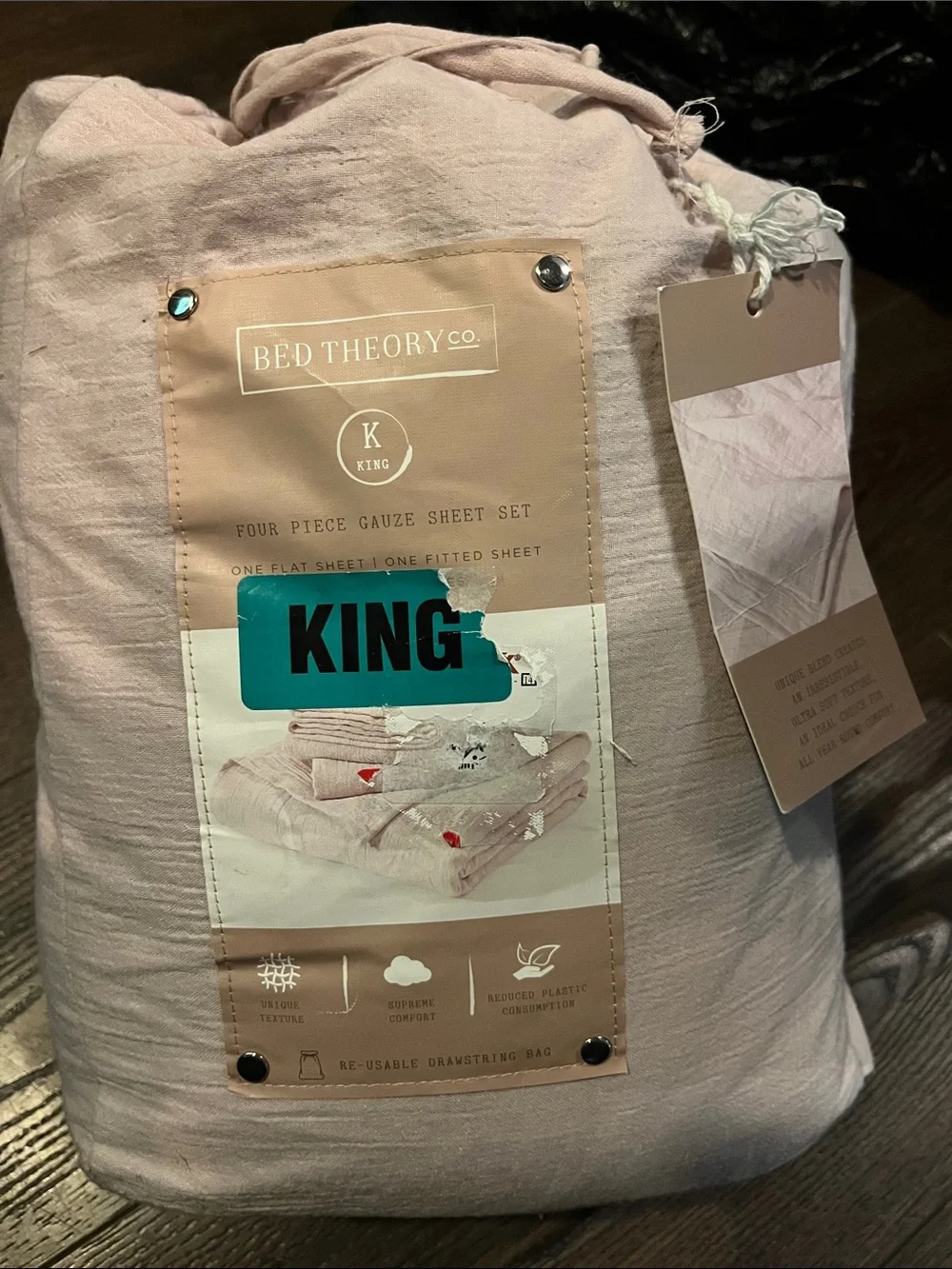 Bed Theory King Gauze Sheet Set — Blush Pink